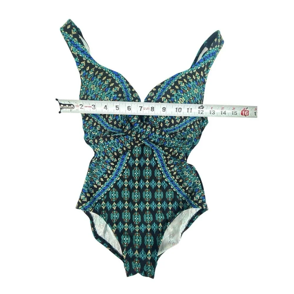 Miraclesuit Amarna Criss Cross Escape One Piece Swimsuit Black Multi US 10